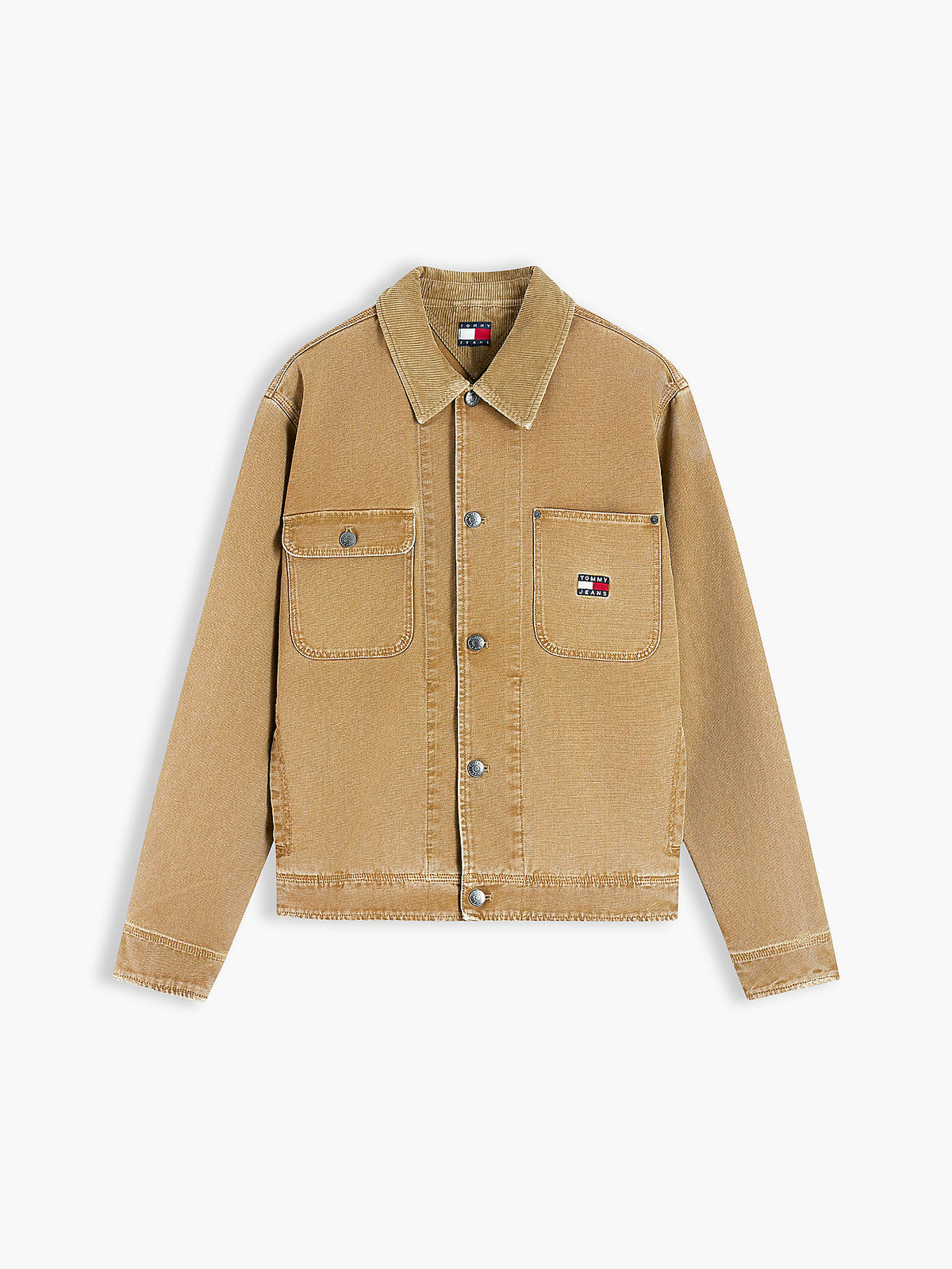 Tommy Jeans | DM23520 Collar Canvas Corduroy Cotton Button-Down Oversized Jacket - Sandy Beige