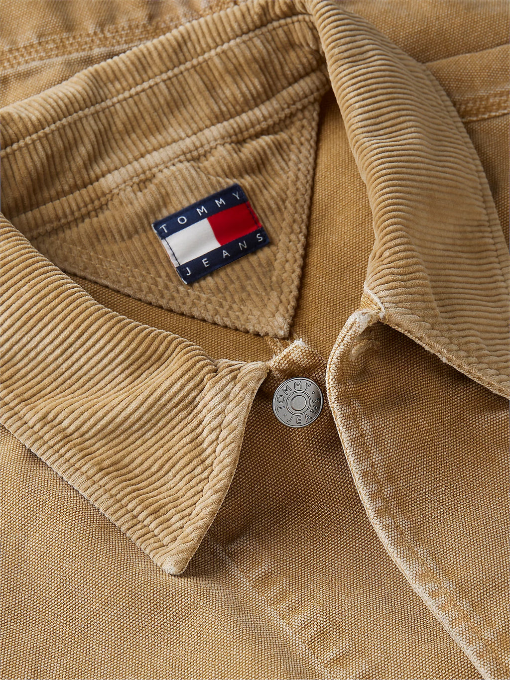 Tommy Jeans | DM23520 Collar Canvas Corduroy Cotton Button-Down Oversized Jacket - Sandy Beige