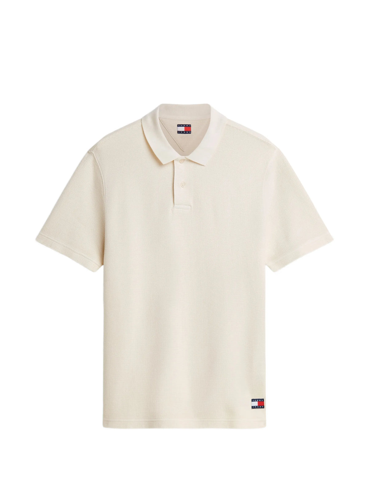 Tommy Jeans | DM23408 Washed Waffle-Knit Texture Cotton Piqué Polo T-Shirt