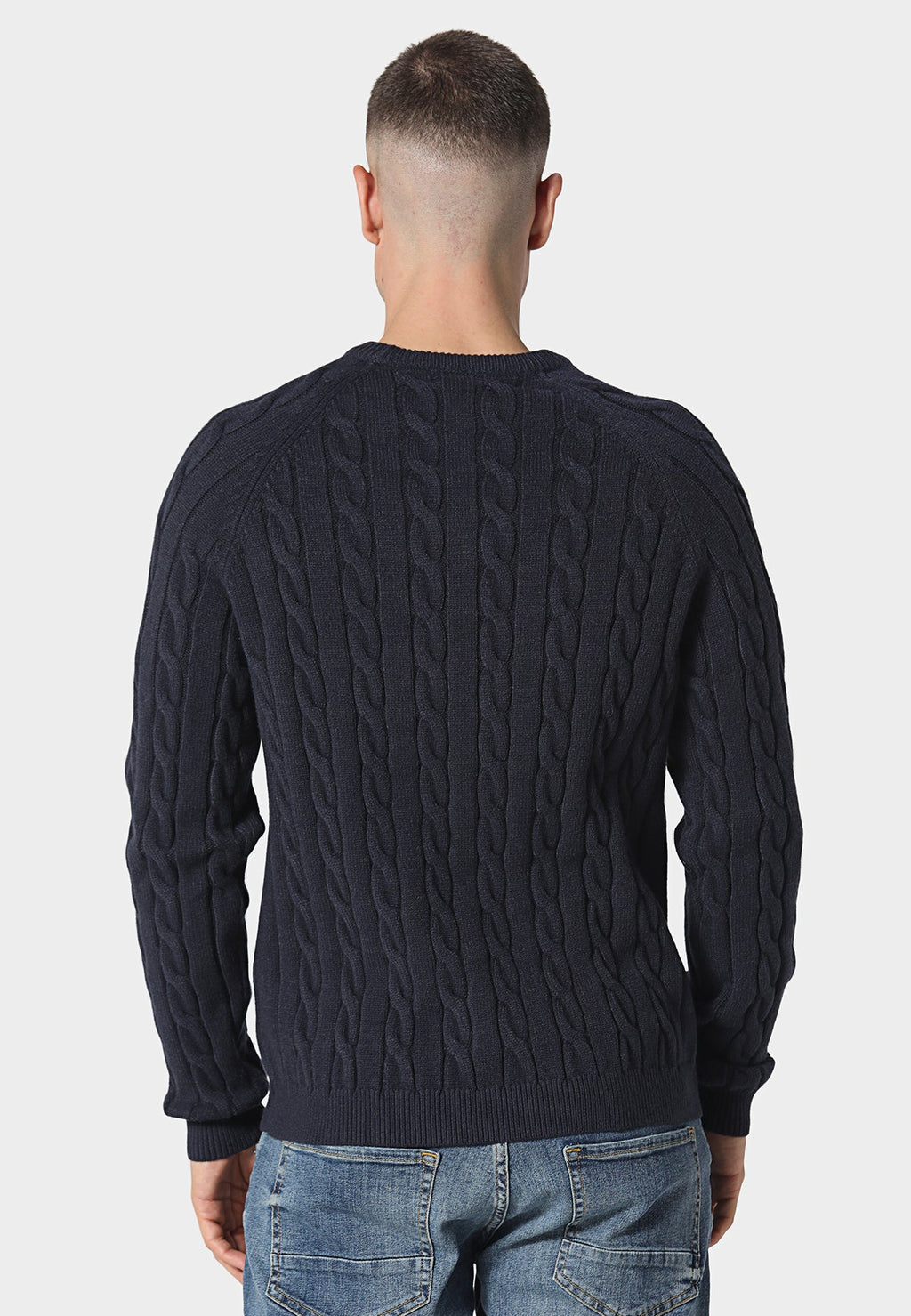 Police Jiko 9940 Ribbed Crew Cable-Knit Texture Detail Jumper