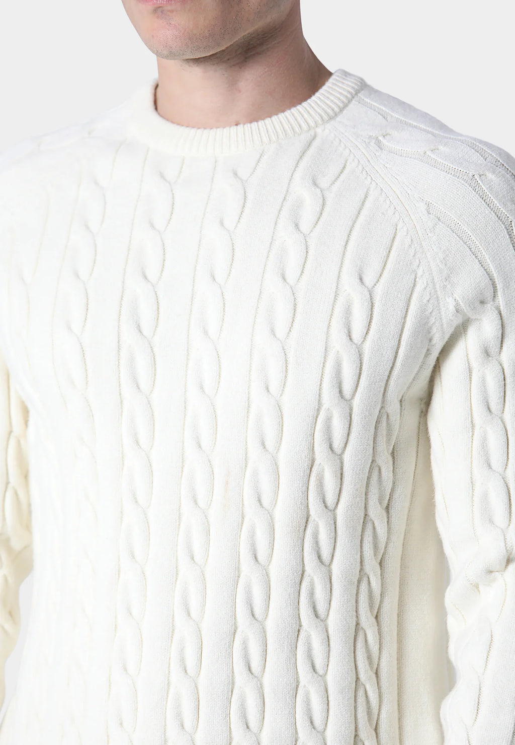 Police Jiko 9940 Ribbed Crew Cable-Knit Texture Detail Jumper