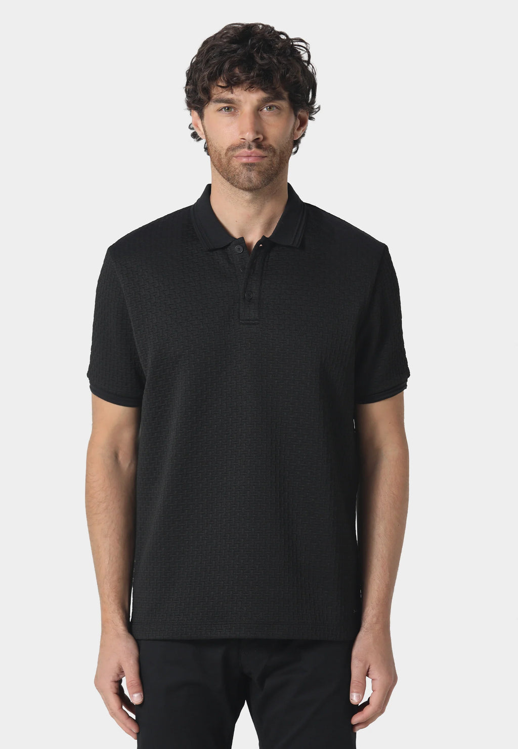 Police Mereto All-over Jacquard Design Half-Sleeve Polo T-Shirt
