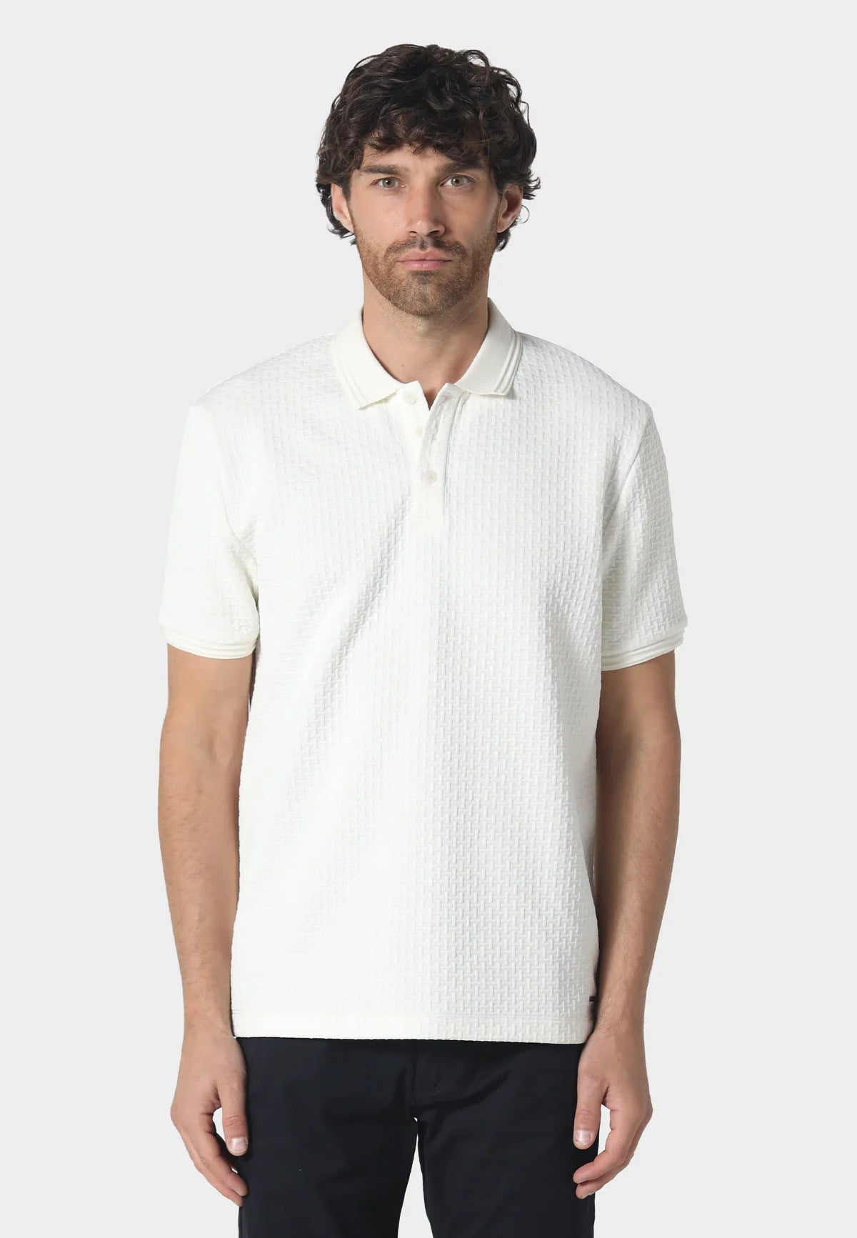 Police Mereto All-over Jacquard Design Half-Sleeve Polo T-Shirt