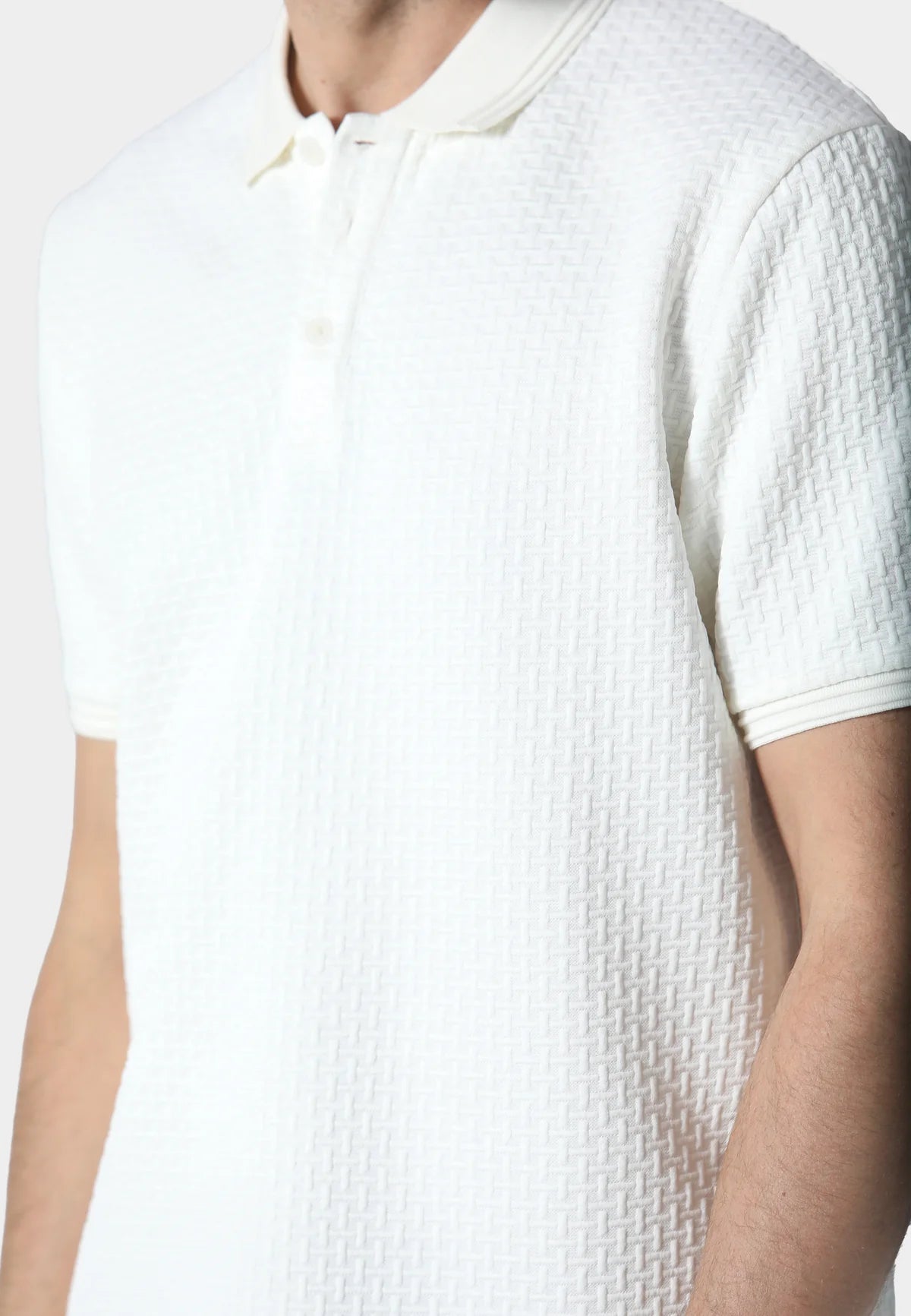 Police Mereto All-over Jacquard Design Half-Sleeve Polo T-Shirt