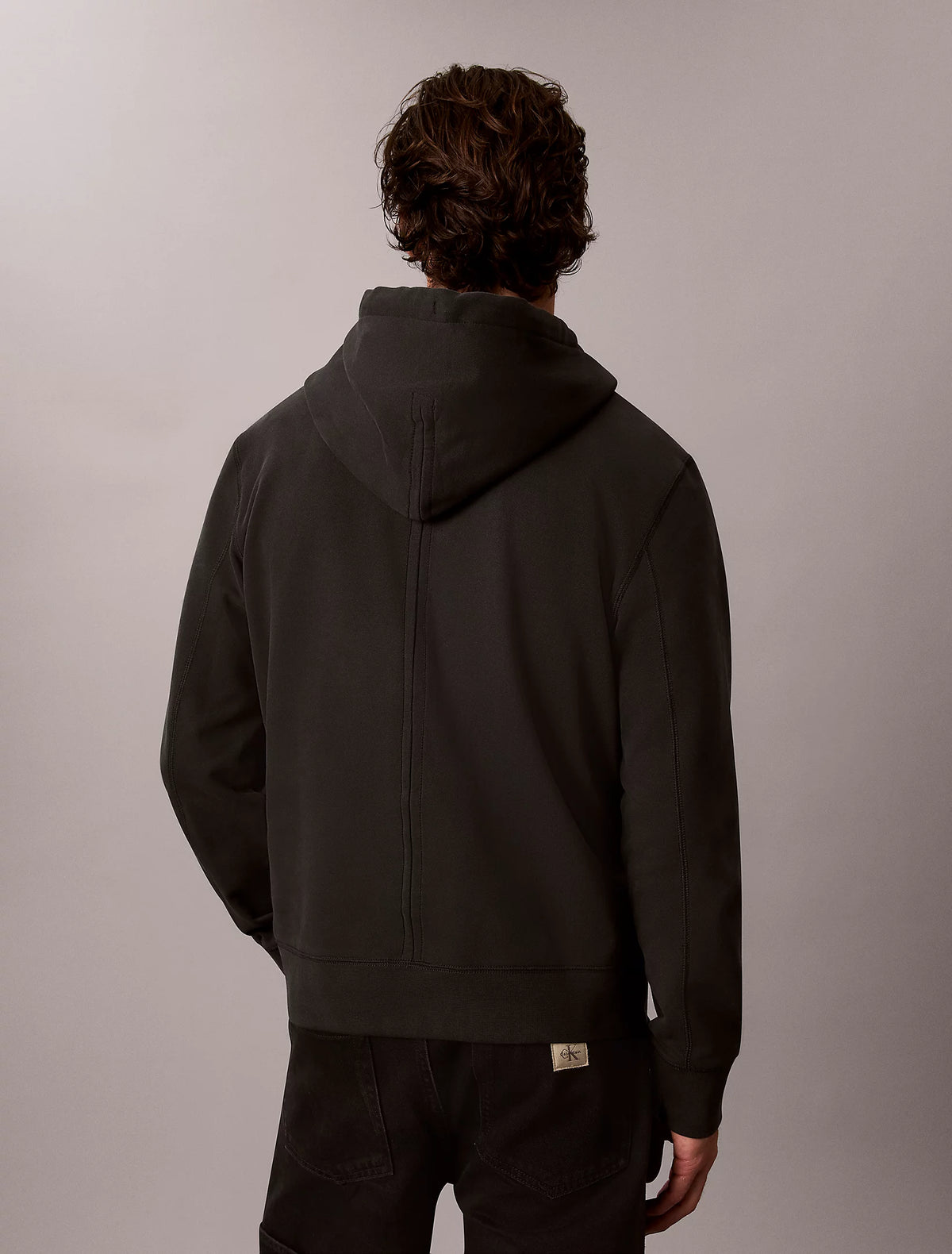 Calvin Klein Jeans | LV04RJ202G Monogram Badge Logo Zip Through Hood Top - Pirate Charcoal Black