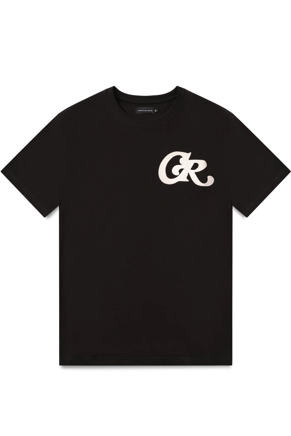 Christian Rose | 010-BL CR Monogram Emblem Design Logo Half Sleeve T-Shirt