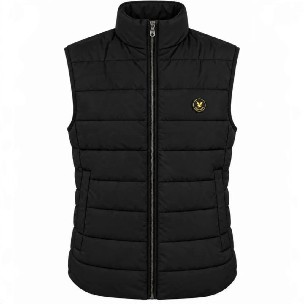 Lyle & Scott | JK2562V Tartan Lined Lightweight Padded Golden Logo Quilted Gilet - Black