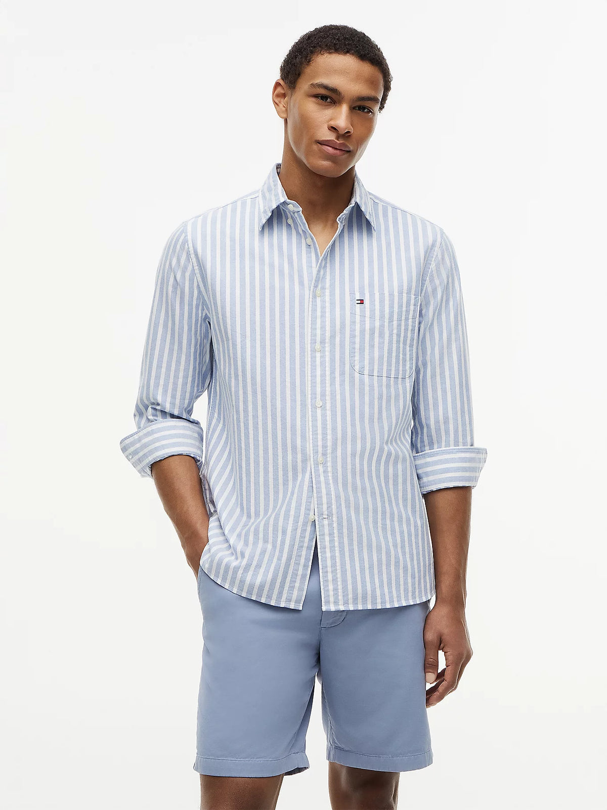 Tommy Jeans | DM22790 Regular Fit Cotton Oxford Stripe Shirt - Blue