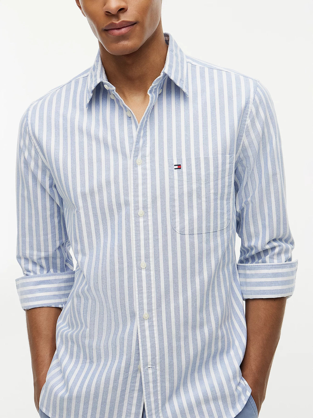 Tommy Jeans | DM22790 Regular Fit Cotton Oxford Stripe Shirt - Blue