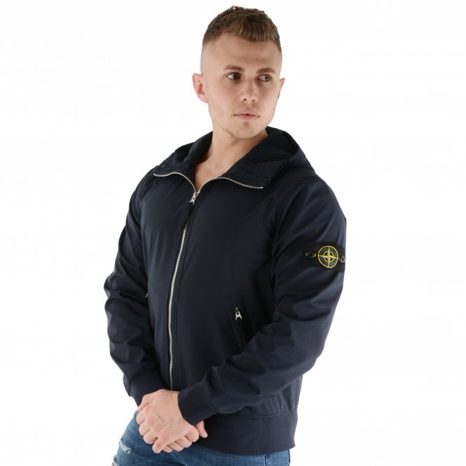 Stone Island  | 40827 Light Soft Shell-R Hooded Jacket - Navy