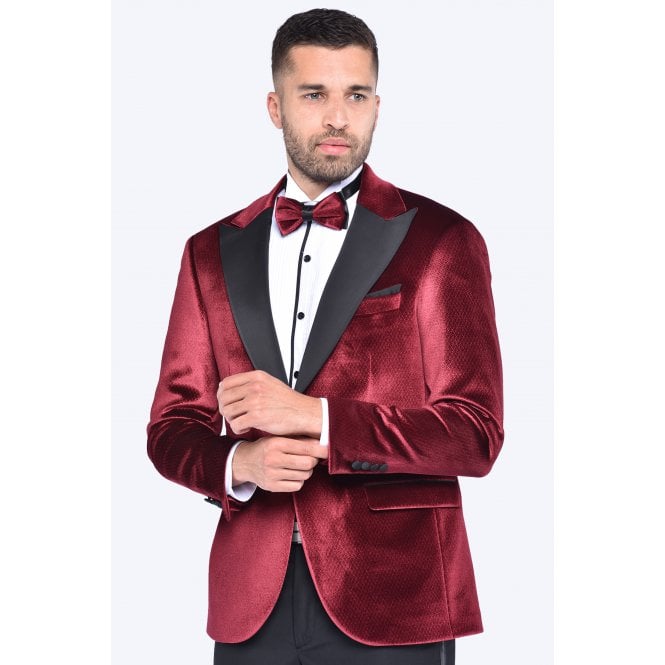 CB Tailor Made CB Monaco Tailored Slim Fit Velvet With Free Bow Tie Dinner Blazer