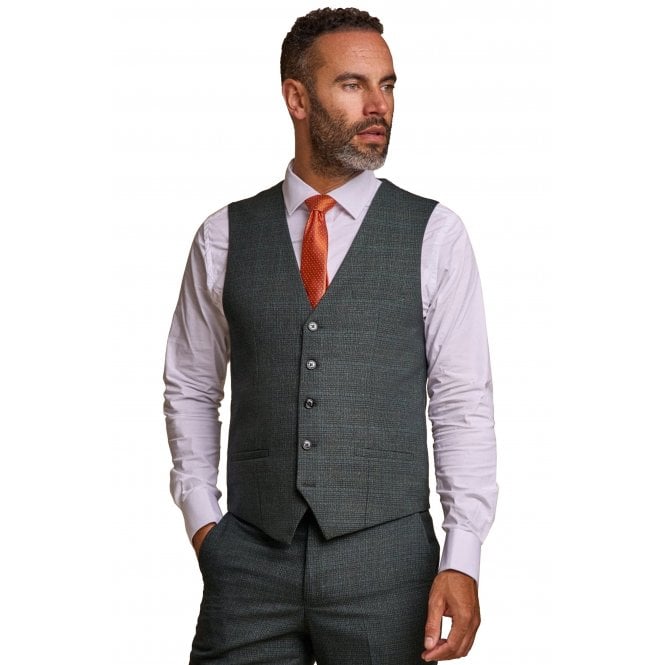 Cavani  | Caridi Small Contrast Check Slim Fit Waistcoat