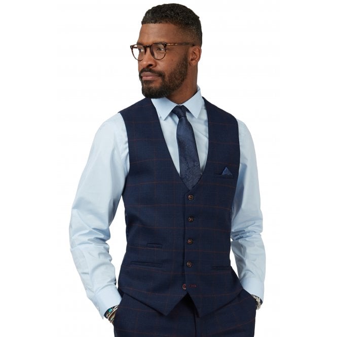 Marc Darcy  | Edinson Wine Check Slim Fit Waistcoat