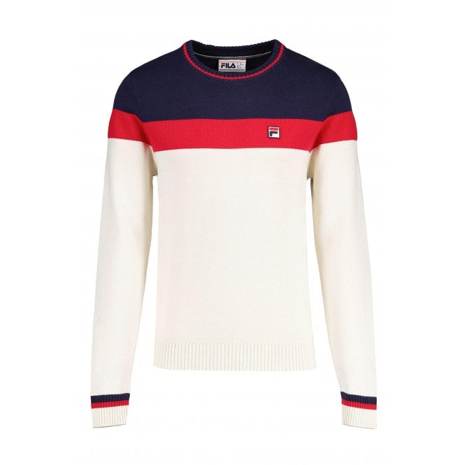 Fila  Vintage Alden MH046 Textured Knit Colour Block Crew Jumper