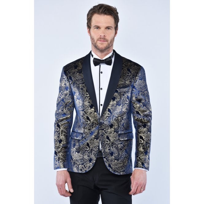 CB Tailor Made CB Vegas Tailored Slim Fit Bling Paisley Pattern Dinner Blazer