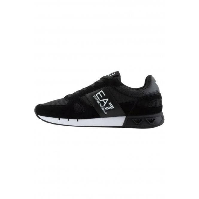 EA7 Emporio Armani EA7 | Emporio Armani X8X151 XK354 Woven Fabirc Suede Running Style Trainer - Black/White