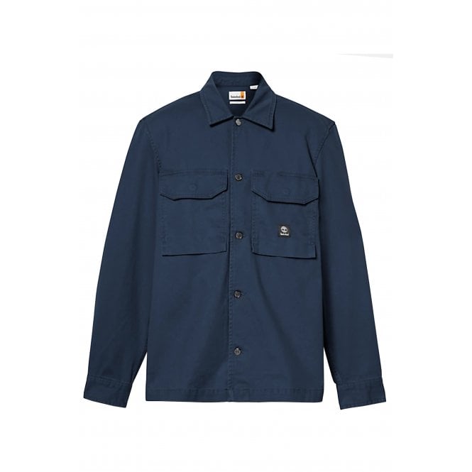 Timberland  TB0A5TQB Washed-Look Lightweight Buttoned Overshirt Jacket - Navy