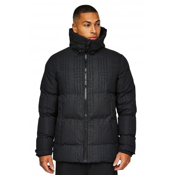 Glorious Gangsta  | 2.0 Domar 2704 Short Puffer Textured Bomber Hood Jacket - Black