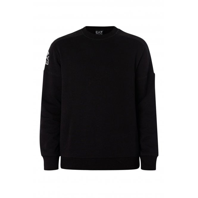 EA7 Emporio Armani EA7 | Emporio Armani 6DPM13 PJVTZ Tape Logo Right Shoulder Sweat Top - Black
