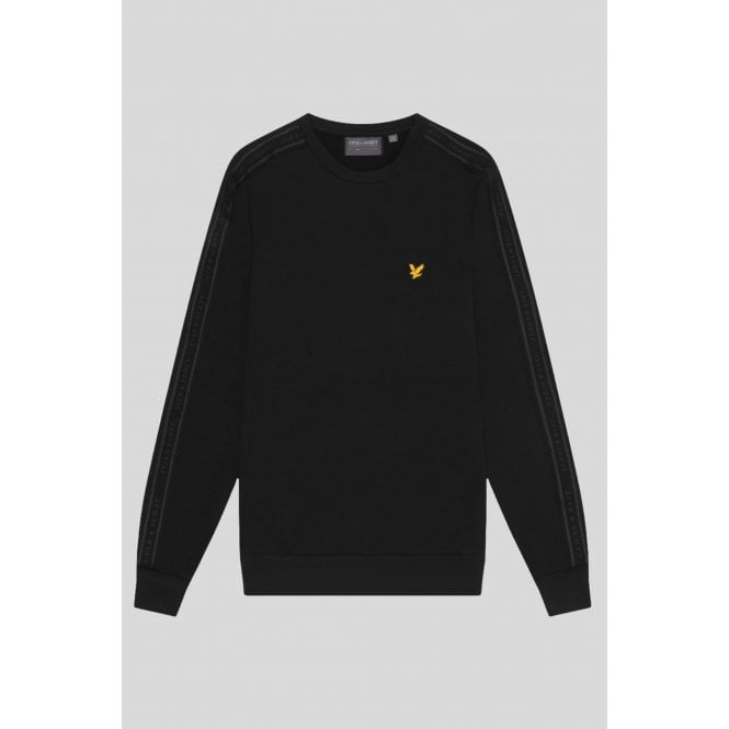 Lyle & Scott  | ML2187SP Sports Tape Rubberised Logo Crew Neck Sweat Top - Black