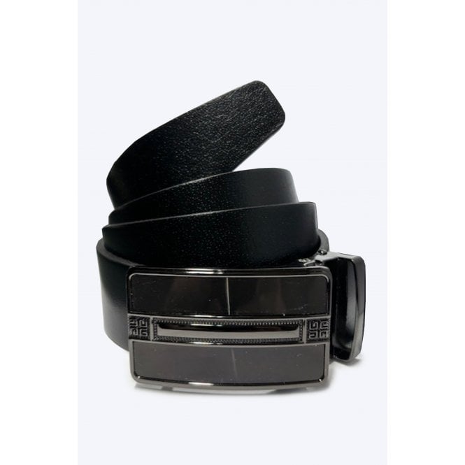 CB Tailor Made CB Gabby Metal Buckle Centre Design Leather Belt - Black