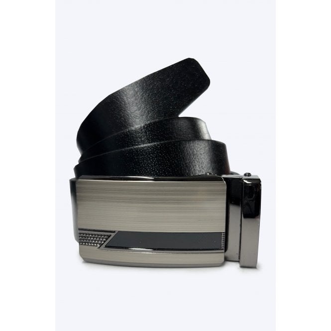 CB Tailor Made CB Diego Metal Buckle Contrast Design Leather Belt - Black