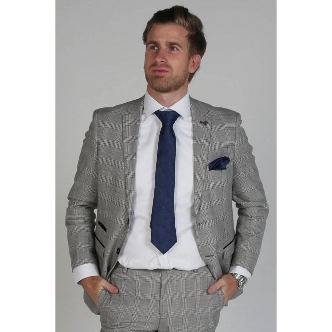 Paul Andrew  | Hugo Contrast Check Regular Fit Blazer - Grey