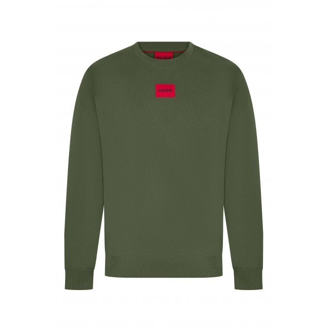 Hugo Boss Boss 50447964 Diragol Small Red Patch Logo Crew Sweat Top - Olive 