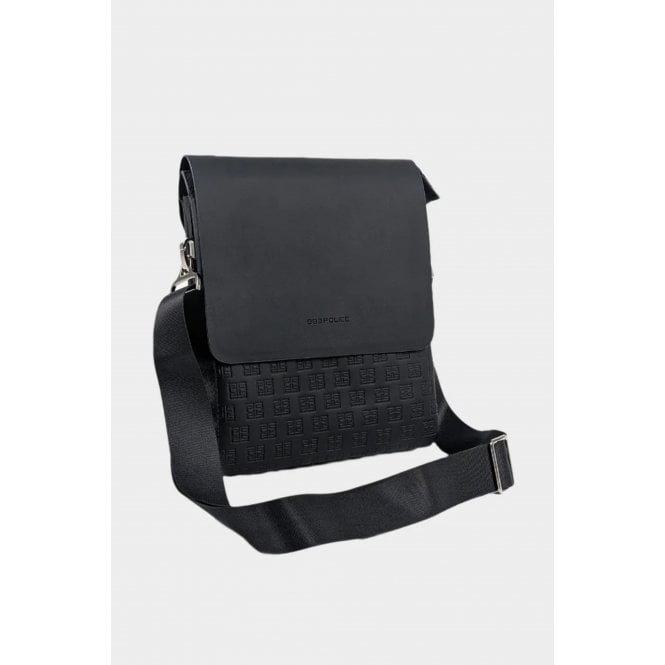 Police  Molsdens 0662 Tonal Repeat 'P' Logo Crossbody Side Messenger Bag - Black