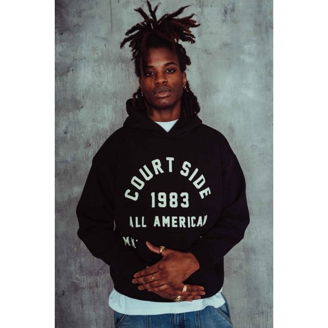Courtside  | 1983 All American Oversized Relaxed Fit Enlarge Print Overhead Hood Top - Black