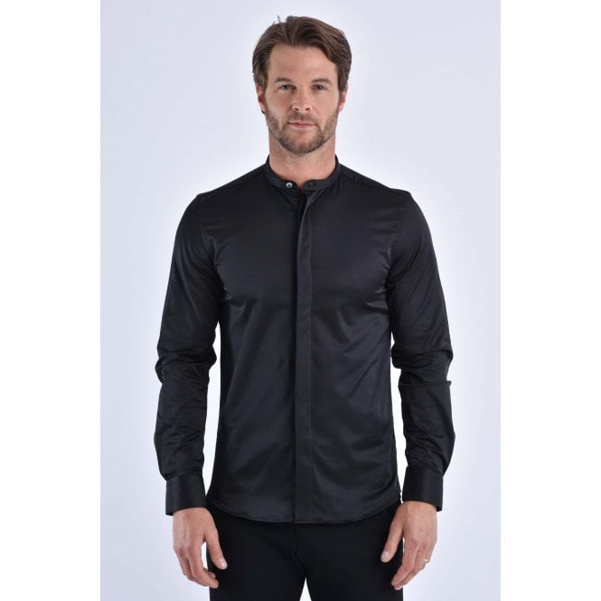 CB Tailor Made CB 067 Grandad Collar Plain Smooth Slim Fit Single Cuff Smart Shirt