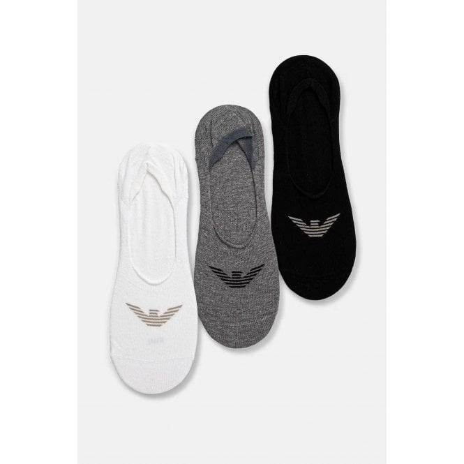 Emporio Armani Lounge Wear Emporio Armani 0548 AF12271 MC059 Calza Invisible 3 Pack Logo Ankle Tripack Socks