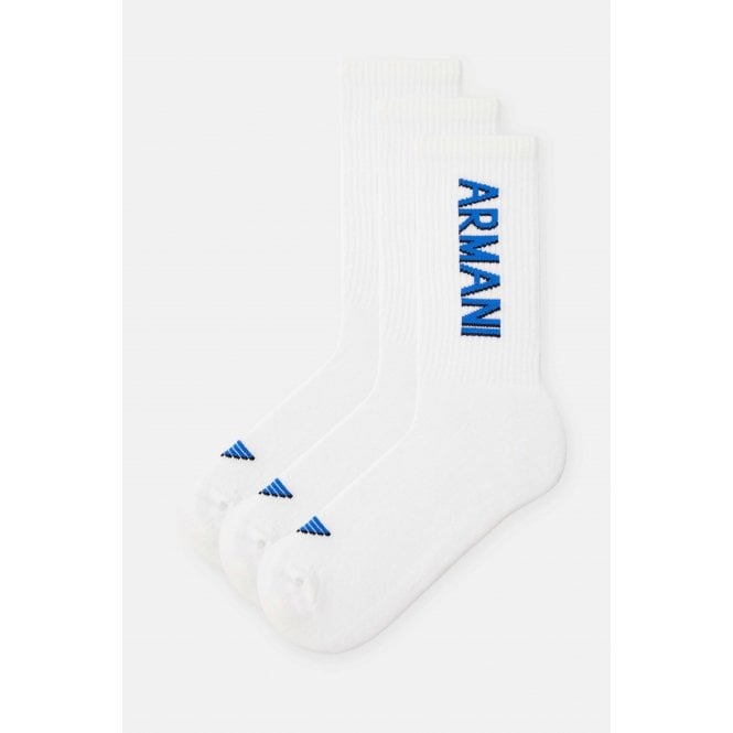 Emporio Armani Lounge Wear Emporio Armani 0554 AF12299 3-Pack Essential Logo Socks - White