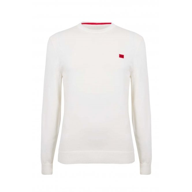 Hugo Boss  50416985 San Cassius Small Red Patch Logo Crew Neck Knit Jumper - Beige