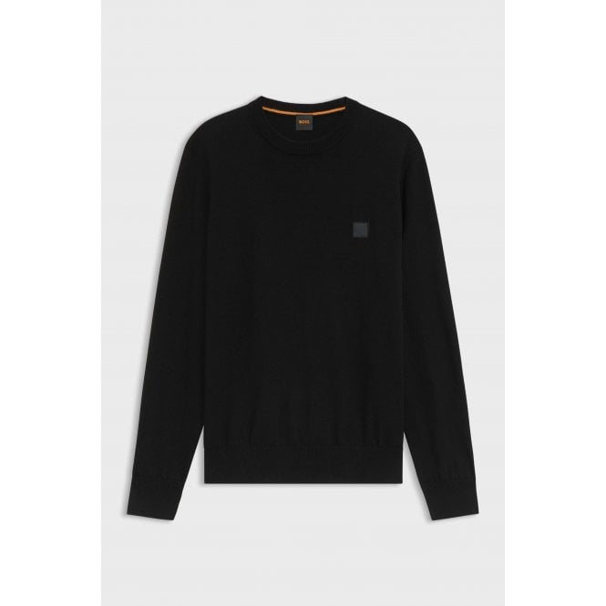 Hugo Boss  50527583 Kanovano_S Black Patch Logo Crew Neck Knit Jumper - Black