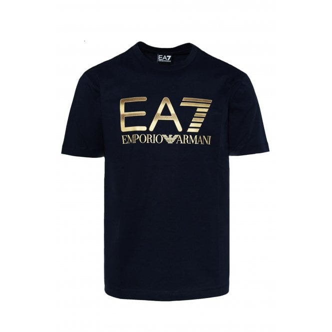 EA7 Emporio Armani EA7 | Emporio Armani AF17789 1189 Contrast Gold Logo Half Sleeve T-Shirt 