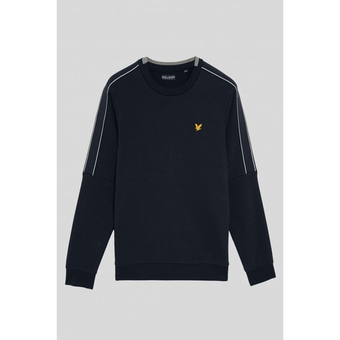 Lyle & Scott  | ML2387SP Sports Reflect Tape Rubberised Logo Crew Neck Sweat Top - Navy