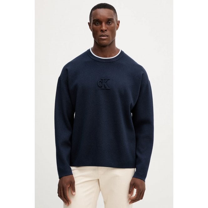 Calvin Klein  Jeans | LV04RD300G 3D Logo Loose Fit Crew Jumper - Dark Navy