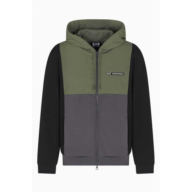 EA7 Emporio Armani EA7 | Emporio Armani AF17003 0938 Train Athletic Colour Block Hood Jacket - Beetle Green/Black