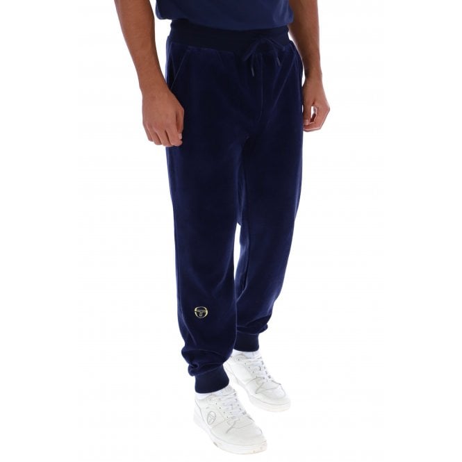 Sergio Tacchini  | Court 1137-220 Retro Velour Plain Jogger - Navy/Gold