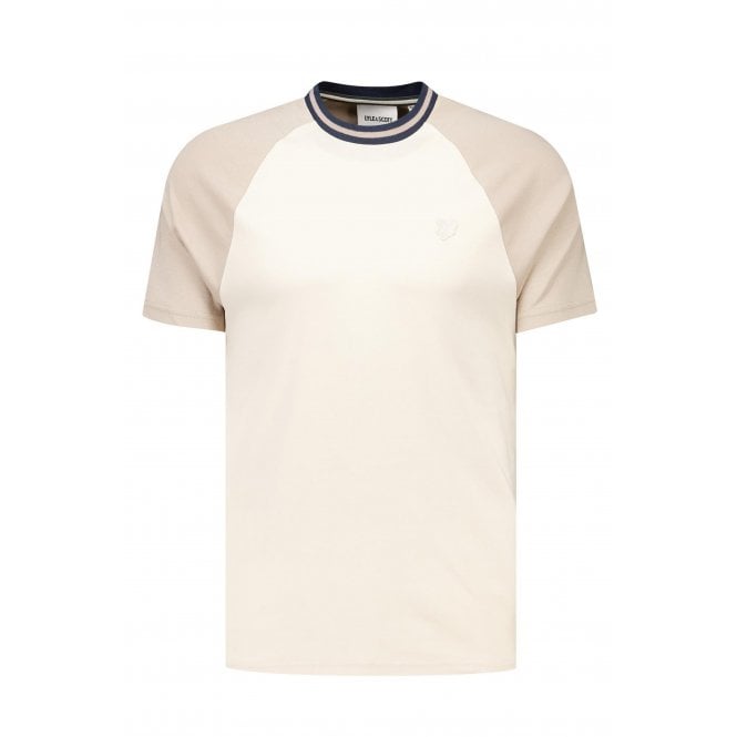 Lyle & Scott  TS2344V Contrast Raglan Tipped Collar Cotton T-Shirt - Stone