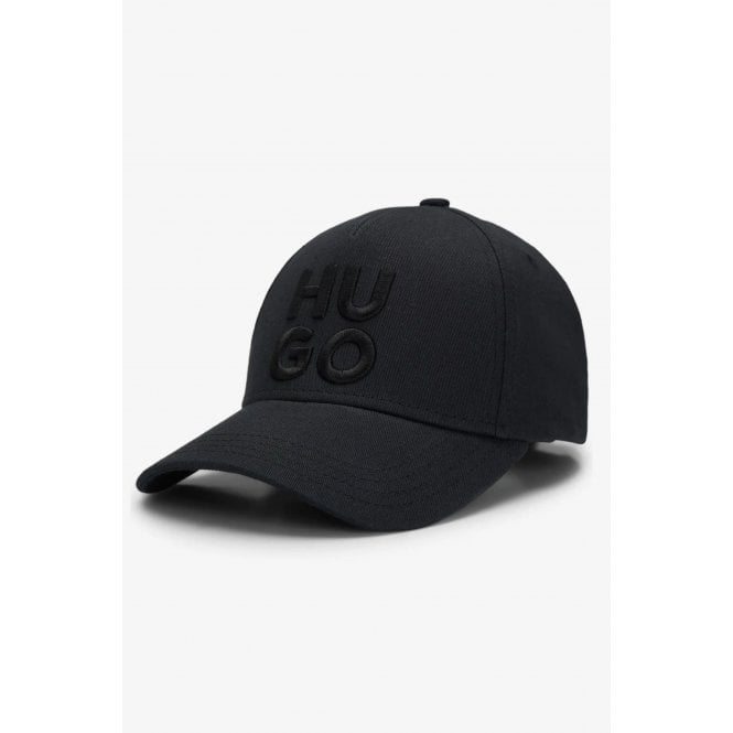 Hugo Boss  | 50533409 Jude-Stacked Cotton Twill 3D Embroidery Logo Print Baseball Cap - Black/Black