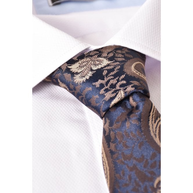 CB Tailor Made CB 103 Paisley Pattern Tie Plus Free Handkerchief Set - Navy/Beige