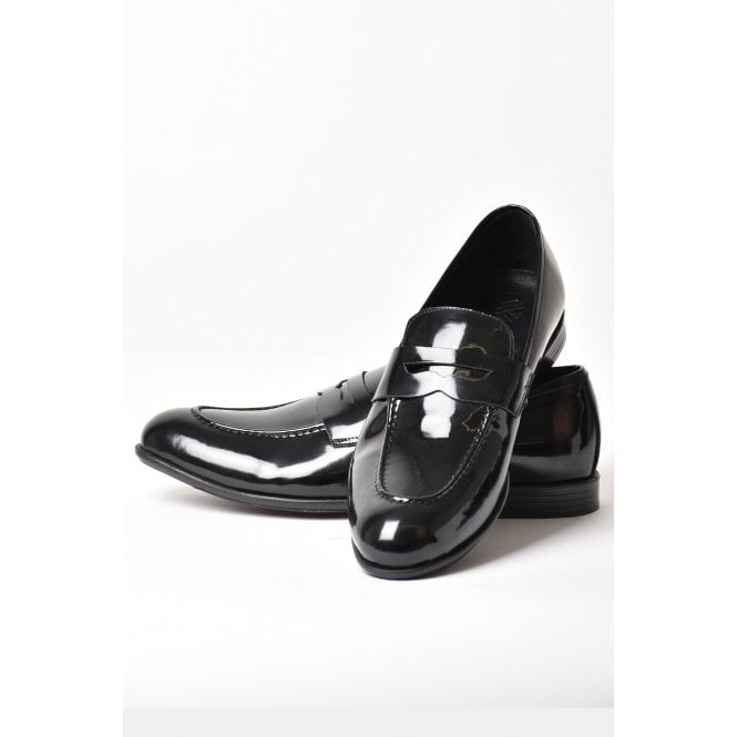 Wenitto  | 11209 Leather Shine Patent Penny Slip-on Formal Loafer Shoe - Black