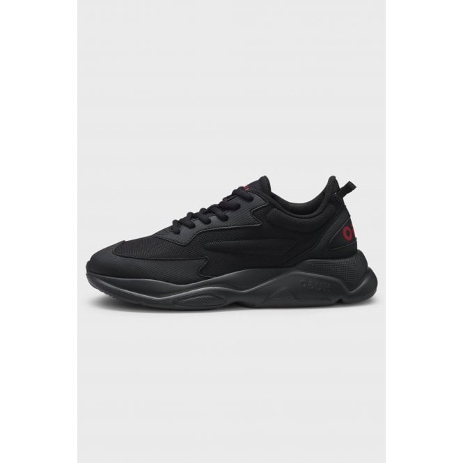 Hugo Boss  | 50536960 Leon_Runn_cvpu_N Canvas Effect Fabric Trainers - Black