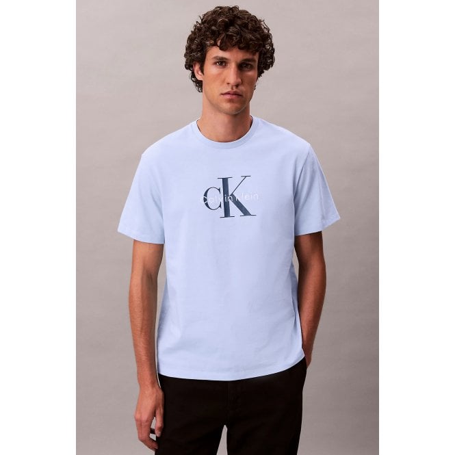 Calvin Klein  Jeans | LV04RB862G Monogram Logo Crew Half-Sleeve T-Shirt - Casual Blue