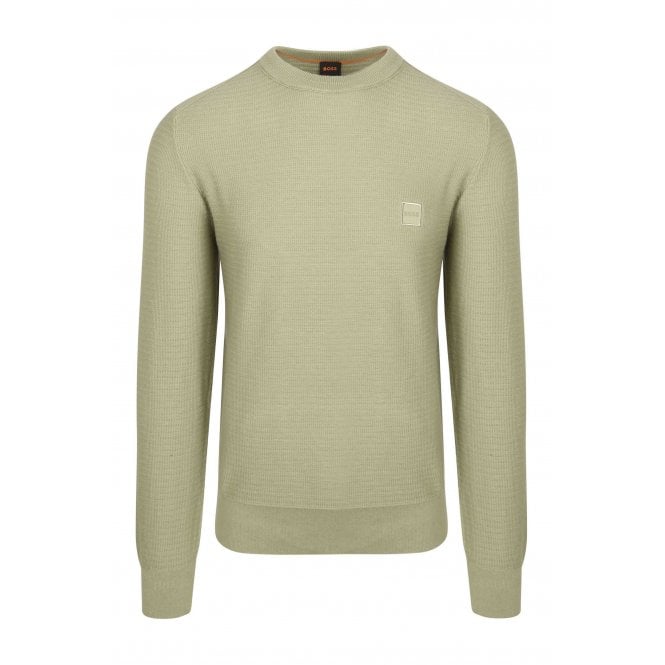 Hugo Boss  50527584 Anion_S Textured Knit Design Patch Logo Ribbed Crew Neck Jumper