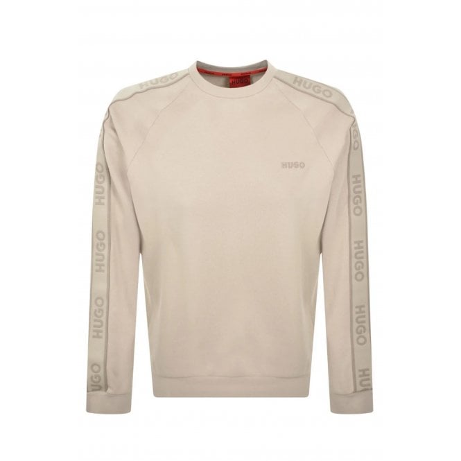 Hugo Boss  50540909 Liam Contrast Signature Tape Crew Sweat Top - Beige