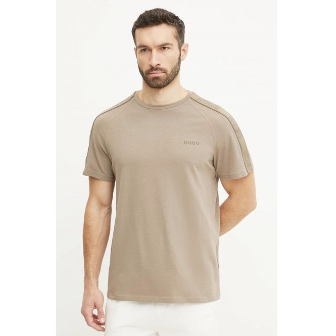 Hugo Boss  50540912 Liam Contrast Signature Tape Half Sleeve T-Shirt - Beige
