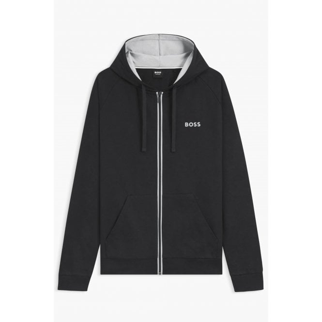 Hugo Boss  | 50545573 Authentic Cotton Lightweight Stripe Full Zip Hood Track Top - Black